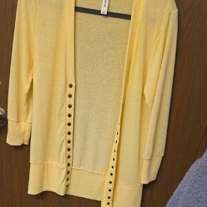Zenana Outfitters Yellow Button-Front Cardigan